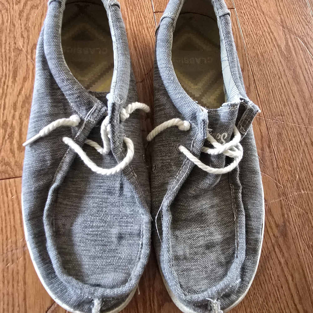 Classic Gray Men's Loafers with White Laces